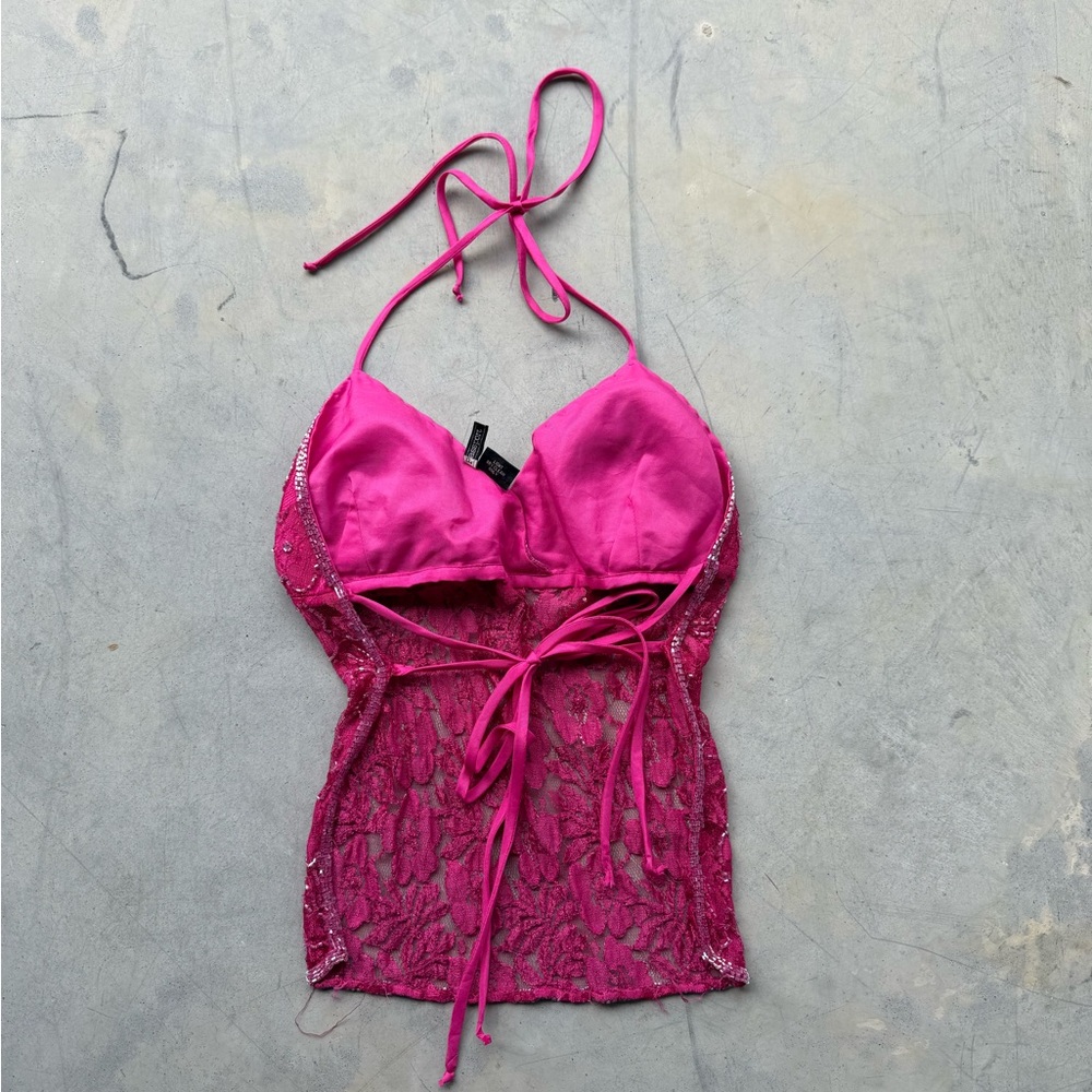 Y2K pink beaded halter top - Picture 3 of 3
